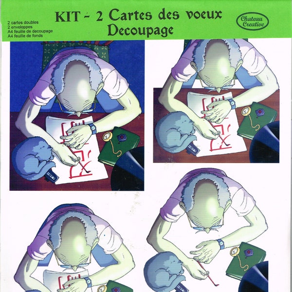 Artiste au travail Fabrication de cartes/réservation de ferraille, cartes éphémères kit images vintage pour photos 3D, carte, embellissements, enveloppes colorées, etc.