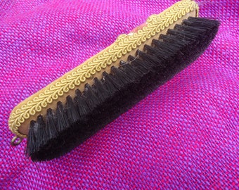 Clothes Brush 1950s Vintage French Velvet Decorated Bristle Brush in Very Good Condition 18 cm long