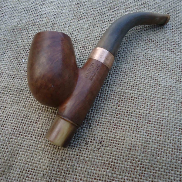 Very Rare St Claude Briar Pipe, St Claude, Jura mountains, Original Vintage French - Unusual pipe with 22 carat gold decoration