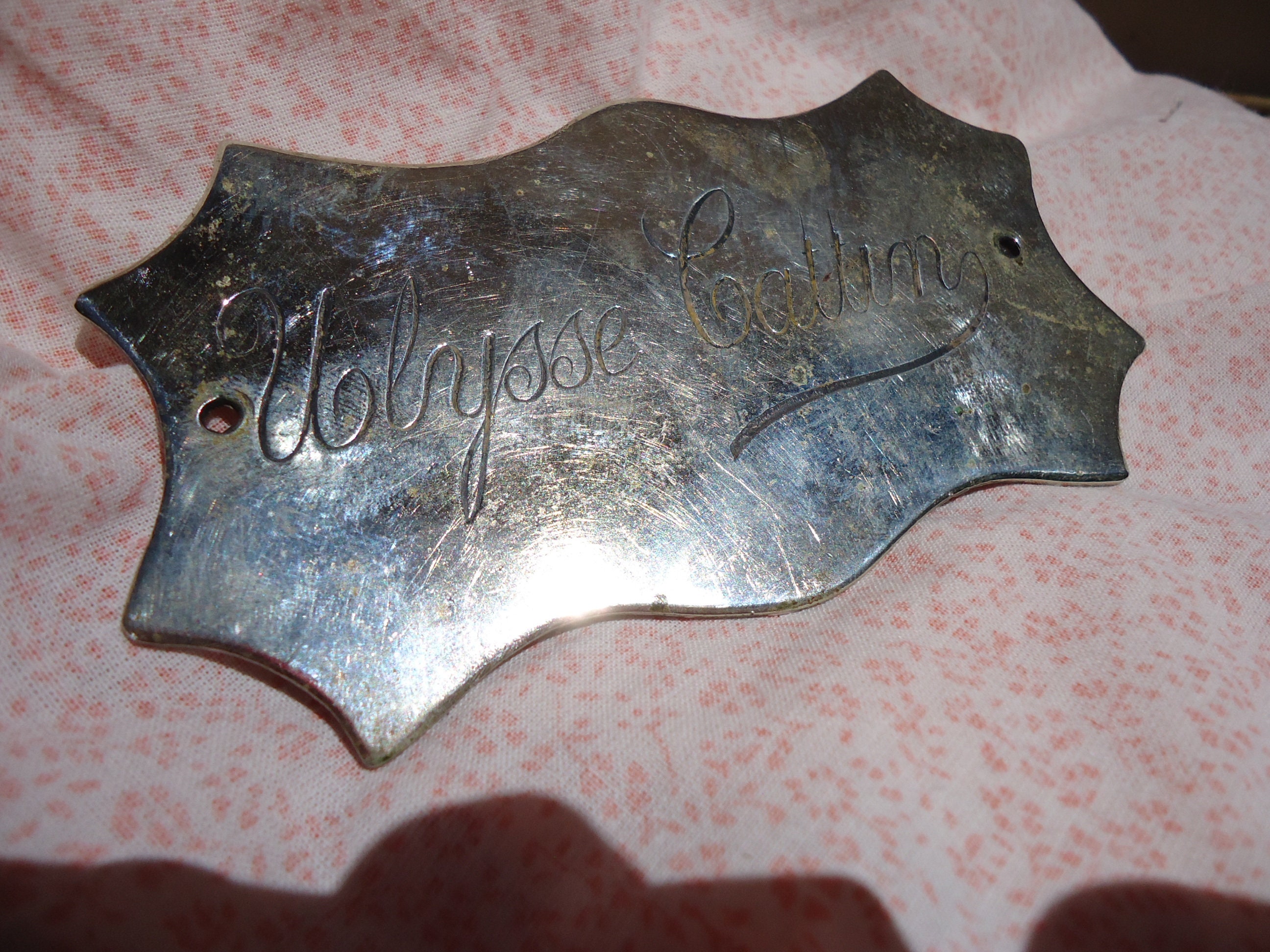 Nom Décoratif Plaque, Français Vintage, Jollysse Callim Est Le Nom Gravé sur Elle, Forme Décorative,