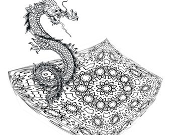 Digital download for coloring, set of 5  separate files of Dragon images for coloring on screen or manually.card making, scrap booking,