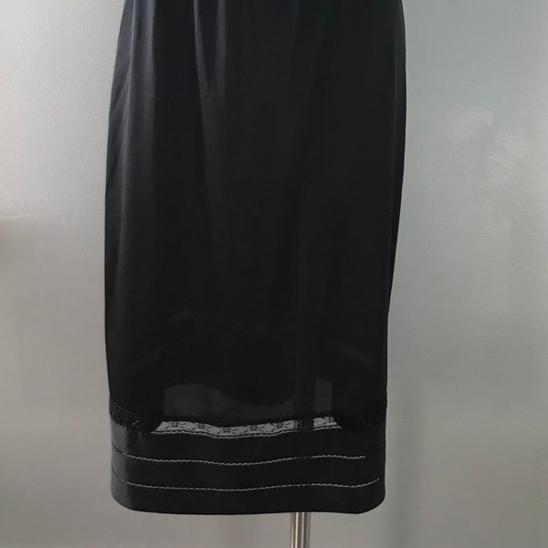 1980s Lorraine Select-a-Length Black Skirt Slip | Vintage 80s Straight Cut Skirt Slip