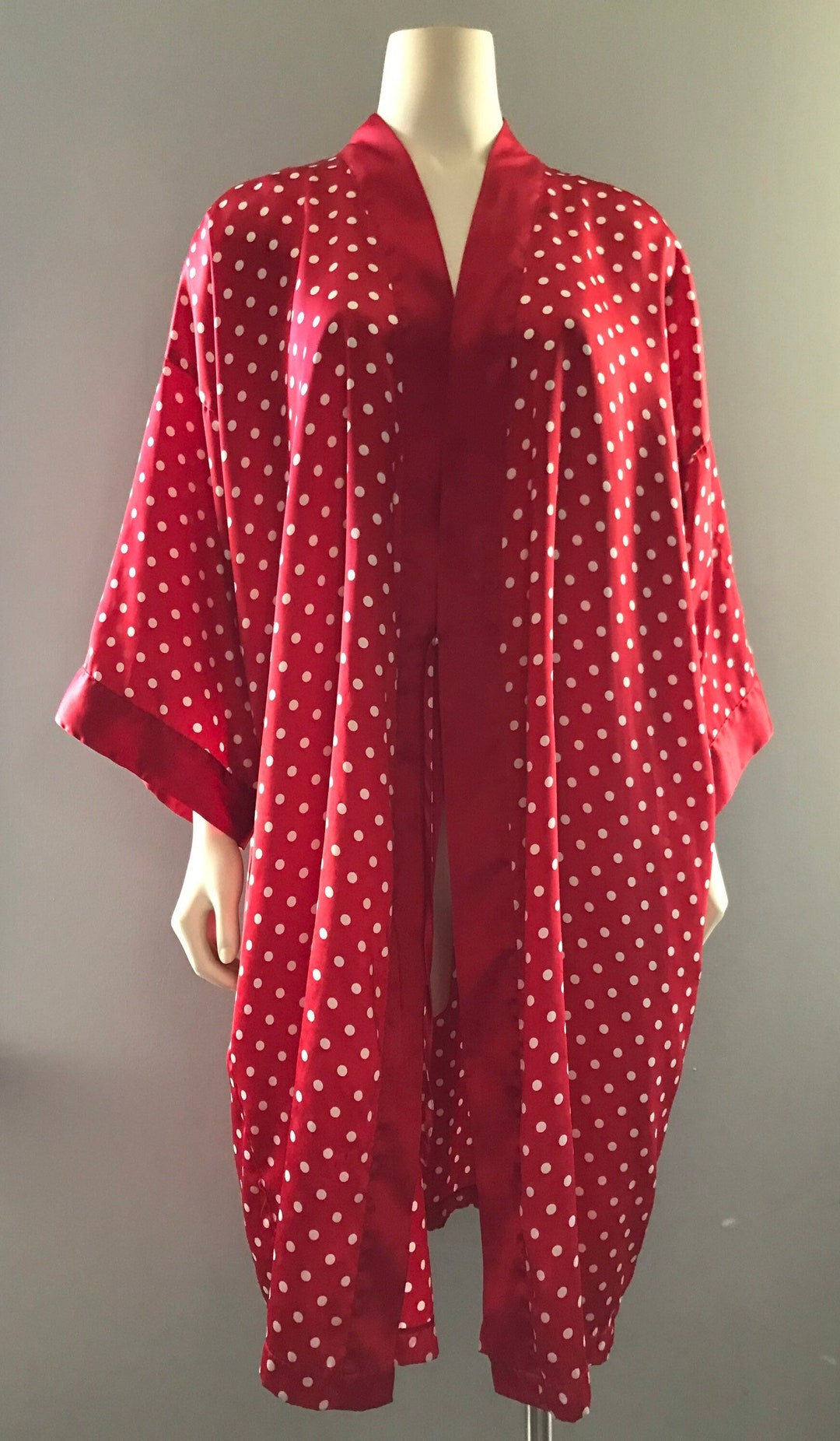 Red Robe Pulp 1980s Inner Most Cherry Red Polka Dot Robe | VNTG Dressing Robe With ...