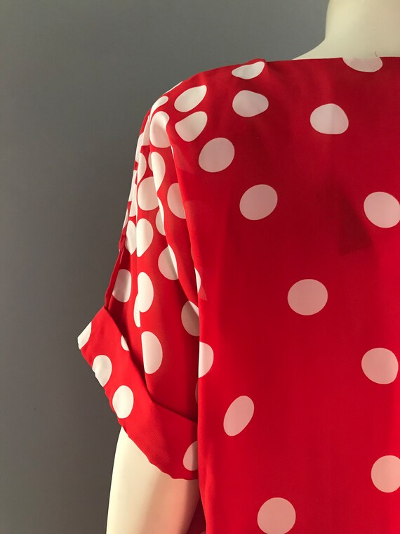 1980's Starlo Red Dress with White Polka Dots | 8… - image 5