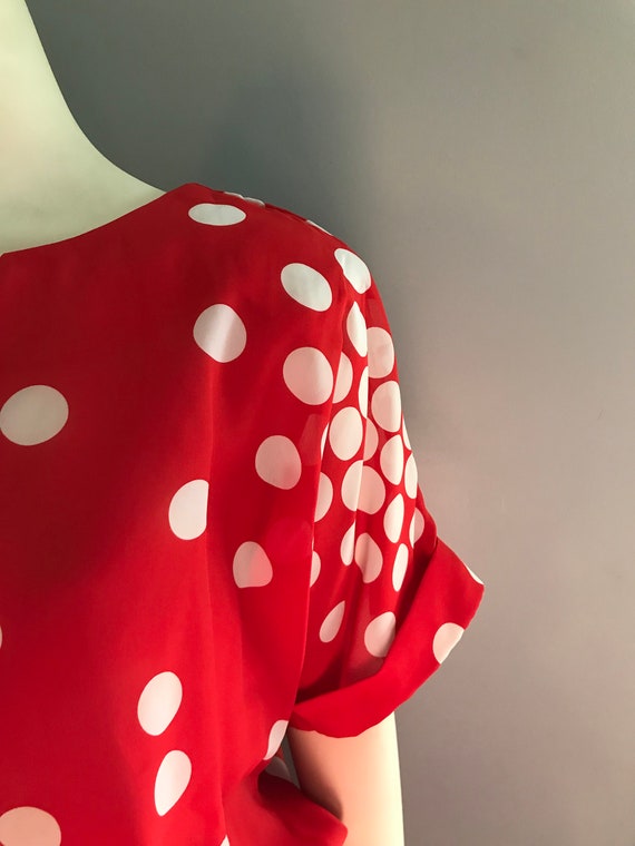 1980's Starlo Red Dress with White Polka Dots | 8… - image 3