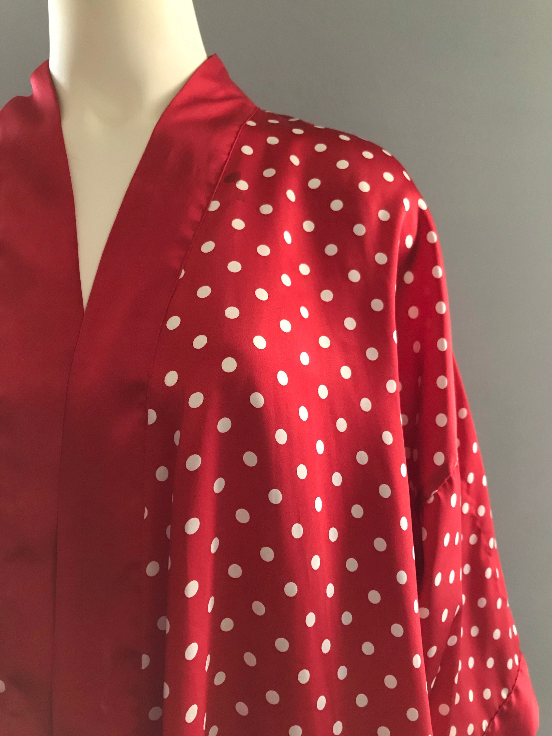 1980s Inner Most Cherry Red Polka Dot Robe | VNTG Dressing Robe With ...
