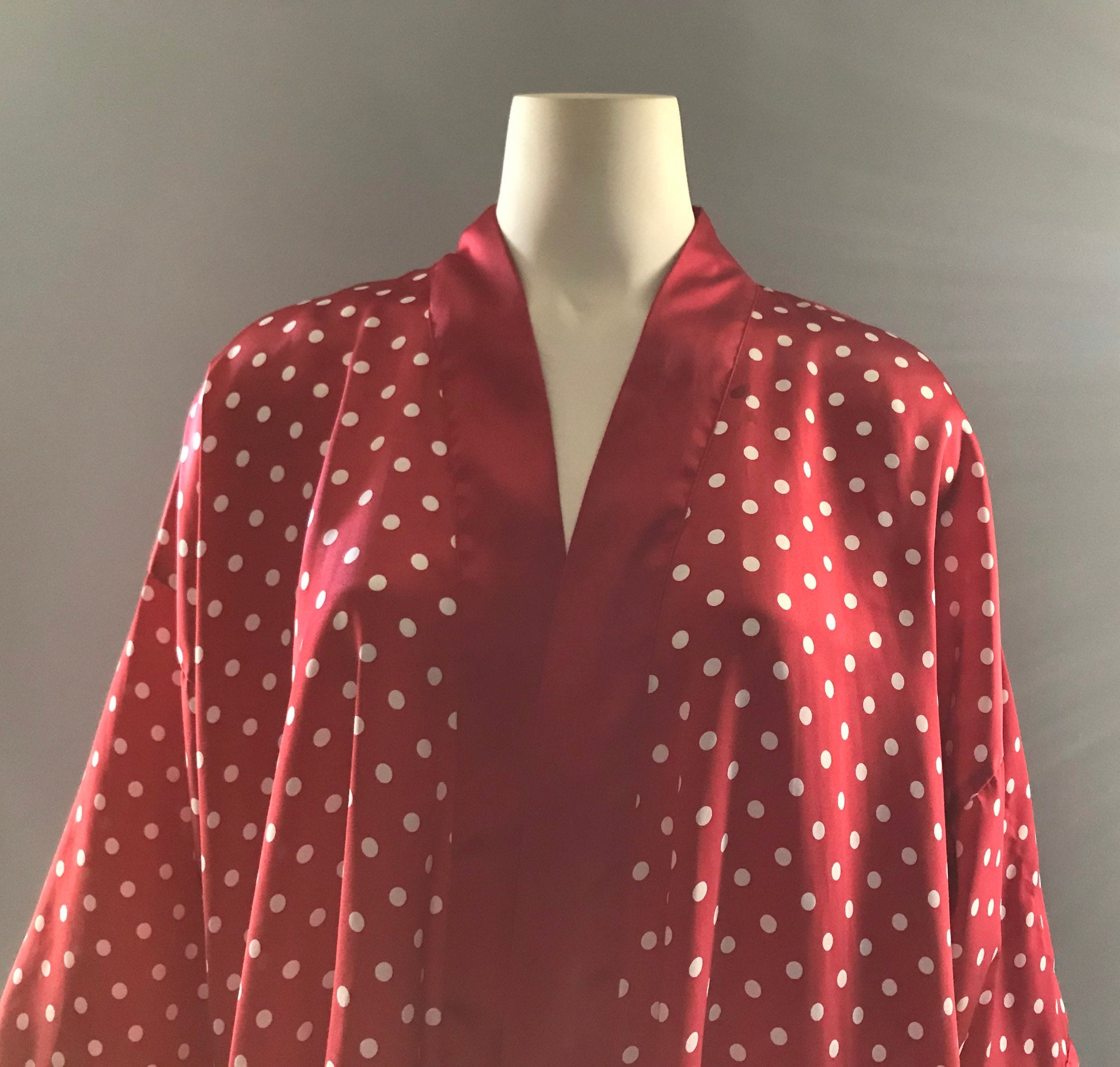 Red Robe Pulp 1980s Inner Most Cherry Red Polka Dot Robe | VNTG Dressing Robe With ...