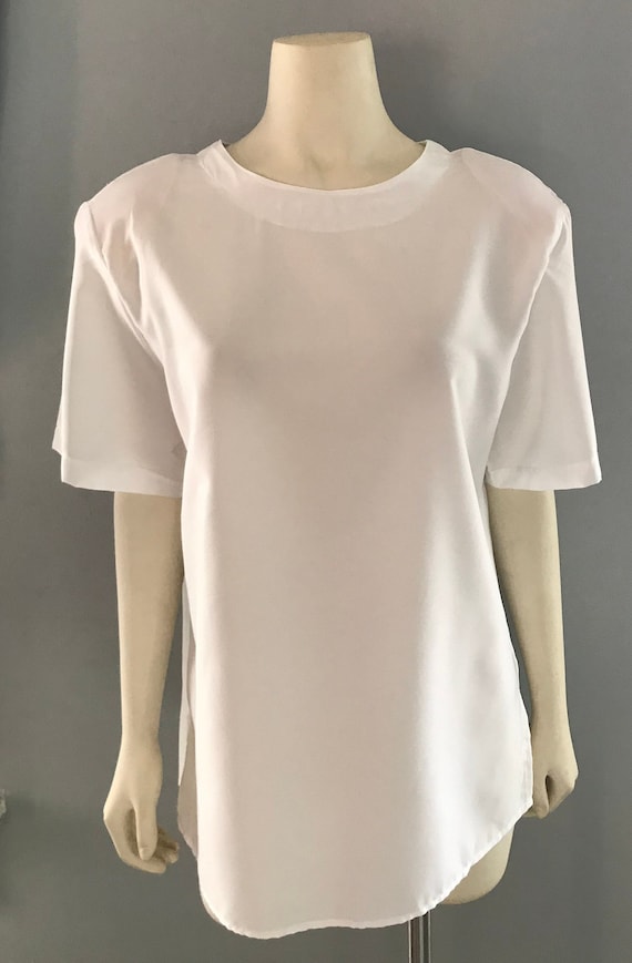 1970s Orare White Short Sleeve Blouse | VNTG White