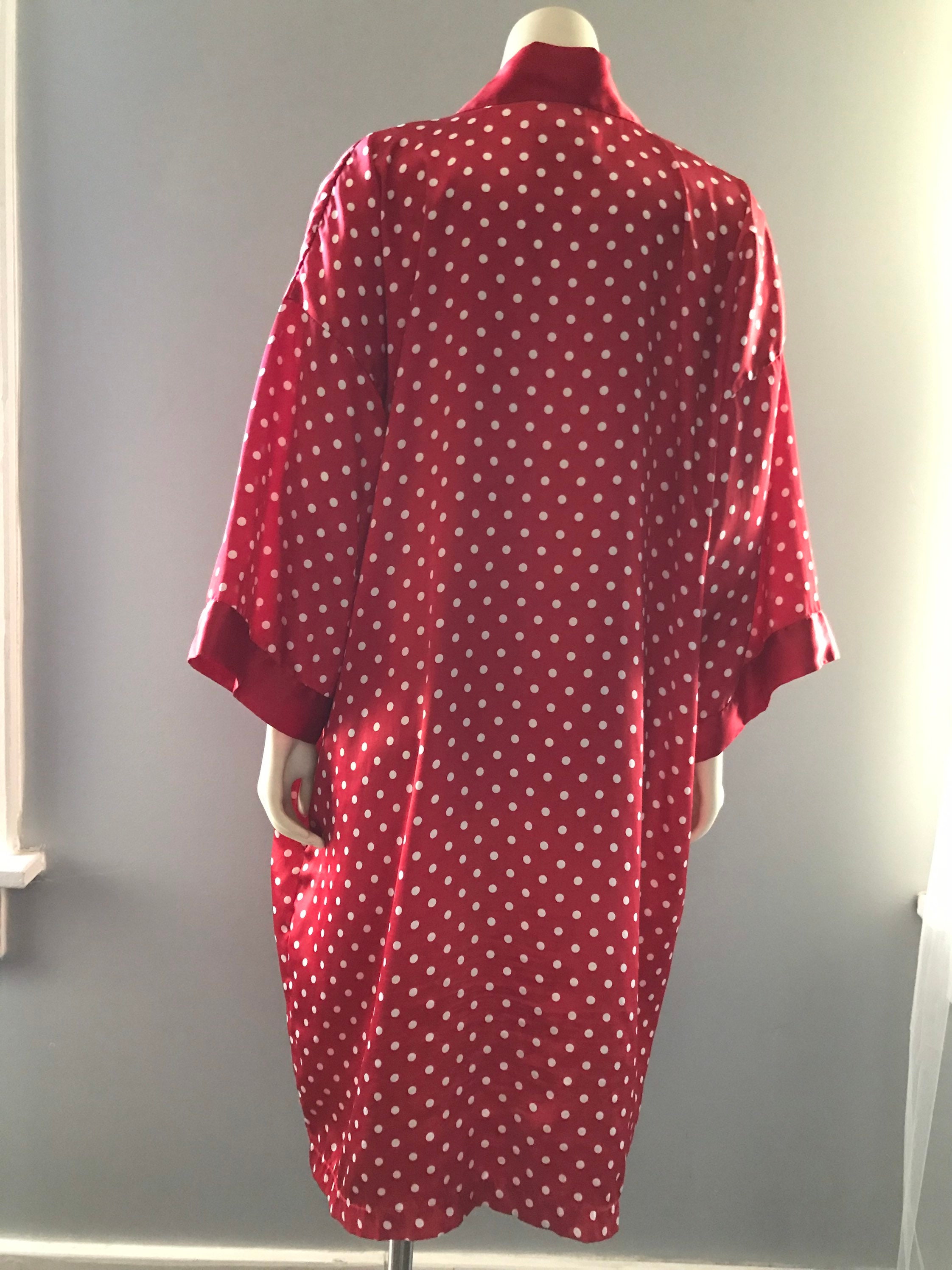 1980s Inner Most Cherry Red Polka Dot Robe | VNTG Dressing Robe With ...