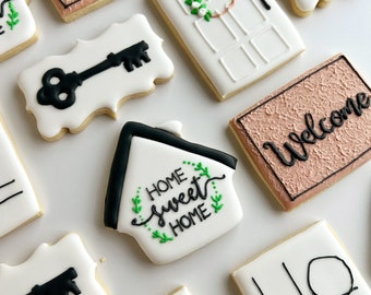 Housewarming sugar cookies, New home sugar cookies, Realtor cookie gift, gift for couples