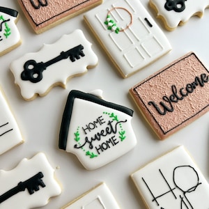 Housewarming sugar cookies, New home sugar cookies, Realtor cookie gift, gift for couples