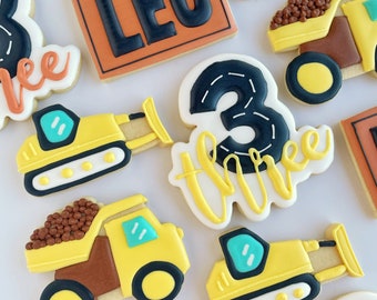 Construction birthday cookies, 2nd birthday boy, 3rd birthday boy