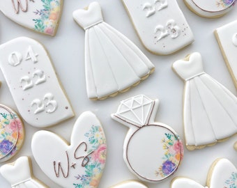 Floral bridal shower wedding sugar cookies