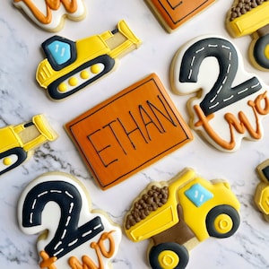 Construction birthday cookies, 2nd birthday boy, 3rd birthday boy image 2