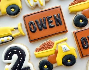Construction Birthday Cookies, Custom Name and Age, 1 Dozen