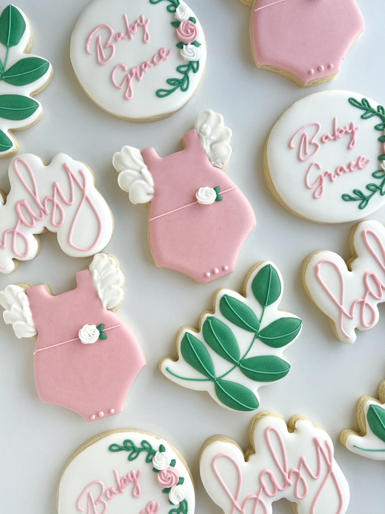 Girl Baby Shower Sugar Cookies Pink Boho Floral Baby Shower Etsy