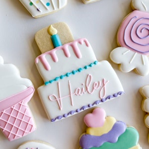 Candyland birthday sugar cookies, pastel Sweet One ice cream party favors, Two Sweet candy shop birthday gifts from grandma, 1 dozen image 2