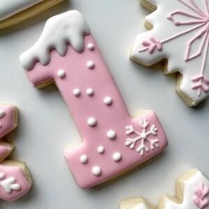 First Birthday Sugar Cookies, Snowflake, Number One, Winter Onederland