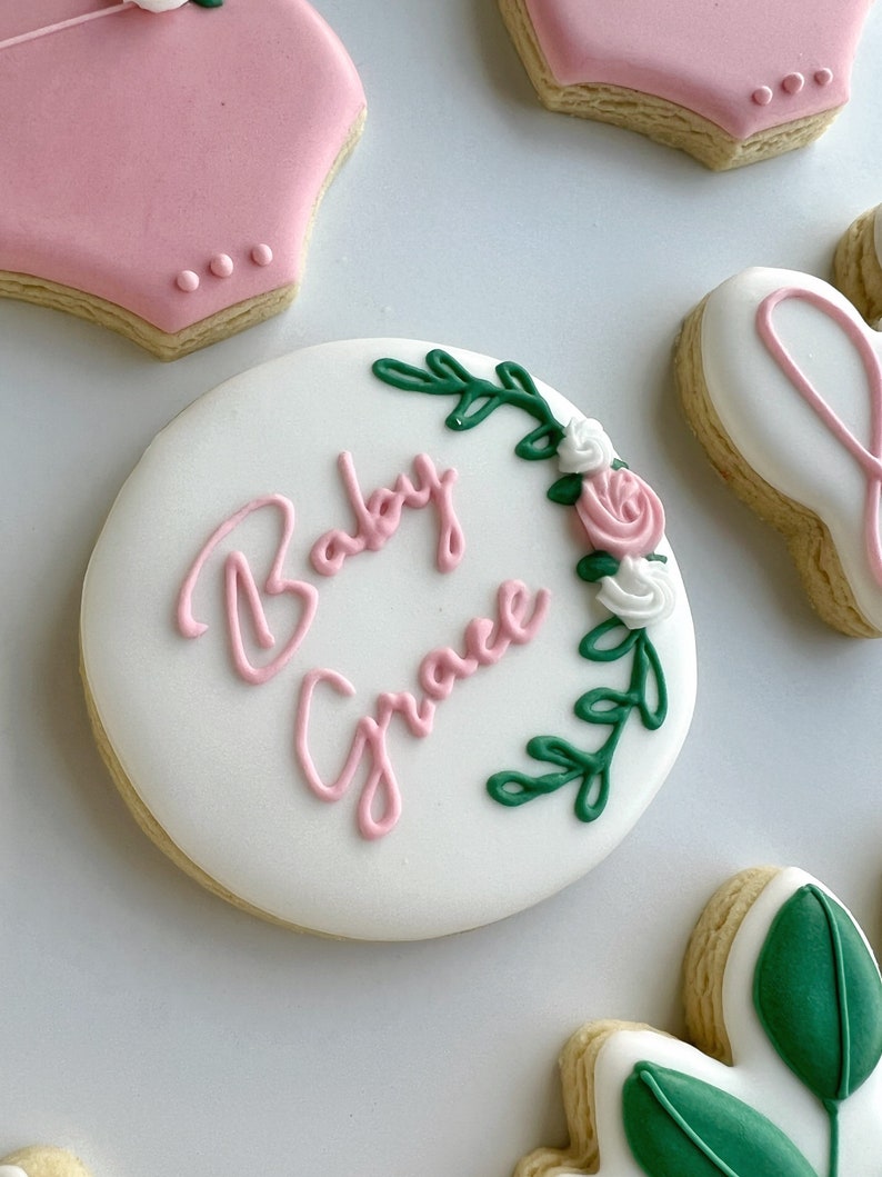 Girl Baby Shower Sugar Cookies Pink Boho Floral Baby Shower Etsy
