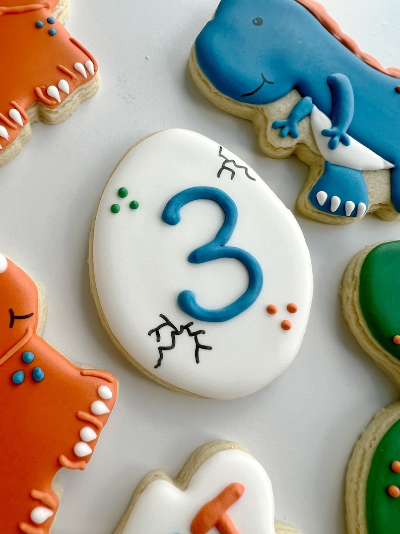 Dinosaur cookies, dinosaur birthday sugar cookies, dinosaur birthday boy image 4