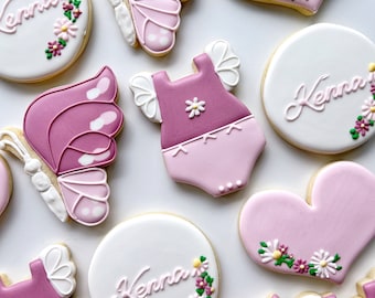 Butterfly baby shower sugar cookies, pink boho baby shower cookies, wildflowers daisy baby shower cookies