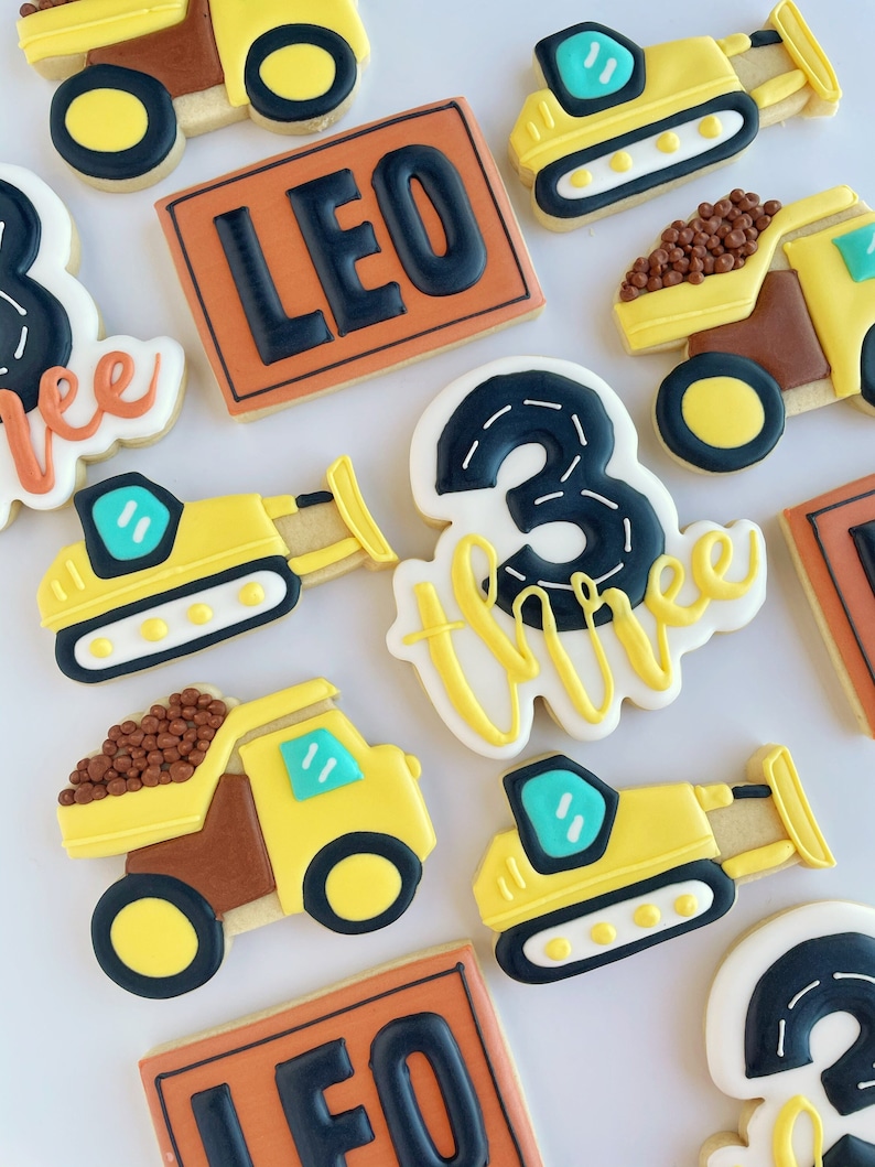 Construction birthday cookies, 2nd birthday boy, 3rd birthday boy image 1