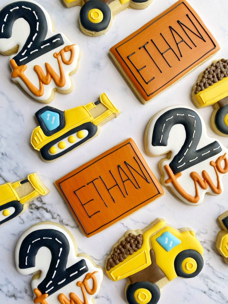 Construction birthday cookies, 2nd birthday boy, 3rd birthday boy image 2