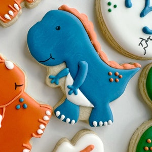 Dinosaur cookies, dinosaur birthday sugar cookies, dinosaur birthday boy image 3