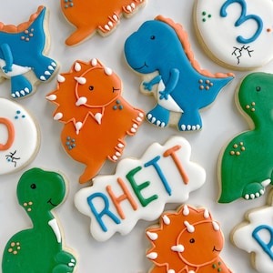 Dinosaur cookies, dinosaur birthday sugar cookies, dinosaur birthday boy image 1