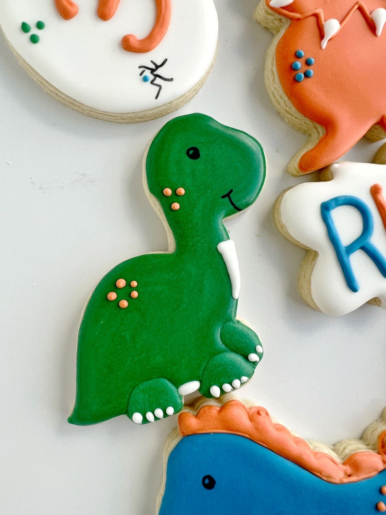 Dinosaur cookies, dinosaur birthday sugar cookies, dinosaur birthday boy image 5