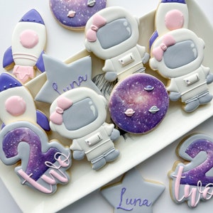 Girl Outer Space Birthday Cookies, Two the Moon Party Favors, Pink ...