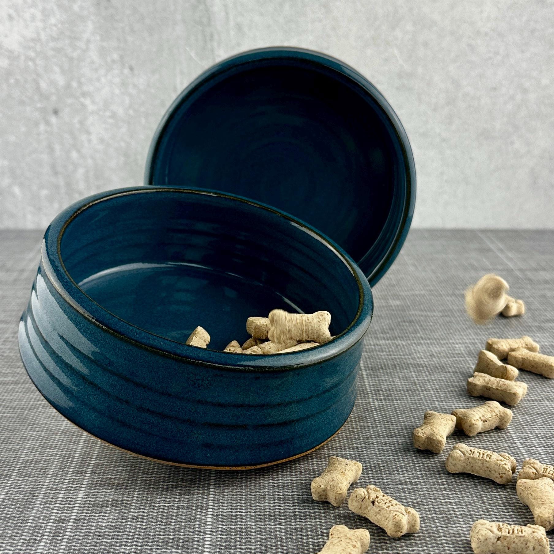 Handmade Ceramic Dog Bowl Set | Stoneware Food and Water Dishes | Blue ...