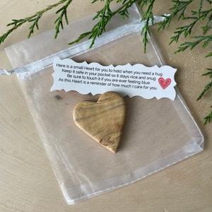Wood Designed Pocket Heart Hug | Healing Heart for Prayer | Small Polymer Clay Heart to hold | Encouragement Gift | Loving Message Included