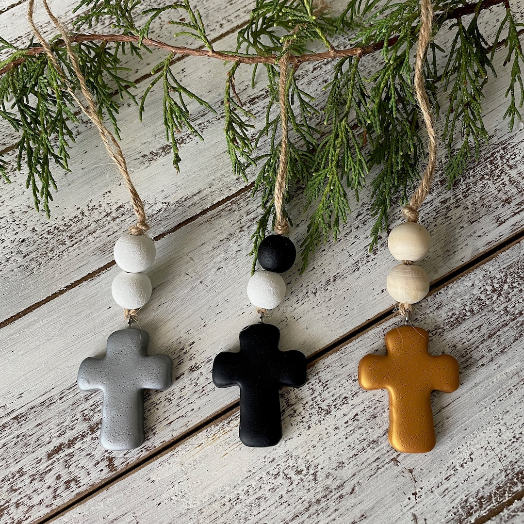 Cross Car Mirror Hangers Christian Cross Hanging Ornament Polymer Clay