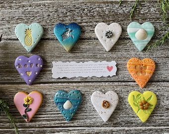 Pocket Heart Hug | Healing Heart for Prayer | Small Polymer Clay Heart to hold | Encouragement Gift | Loving Heart Hug Message Included