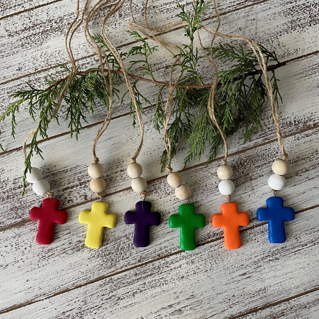 Bright Cross Car Mirror Hangers Christian Cross Hanging Etsy