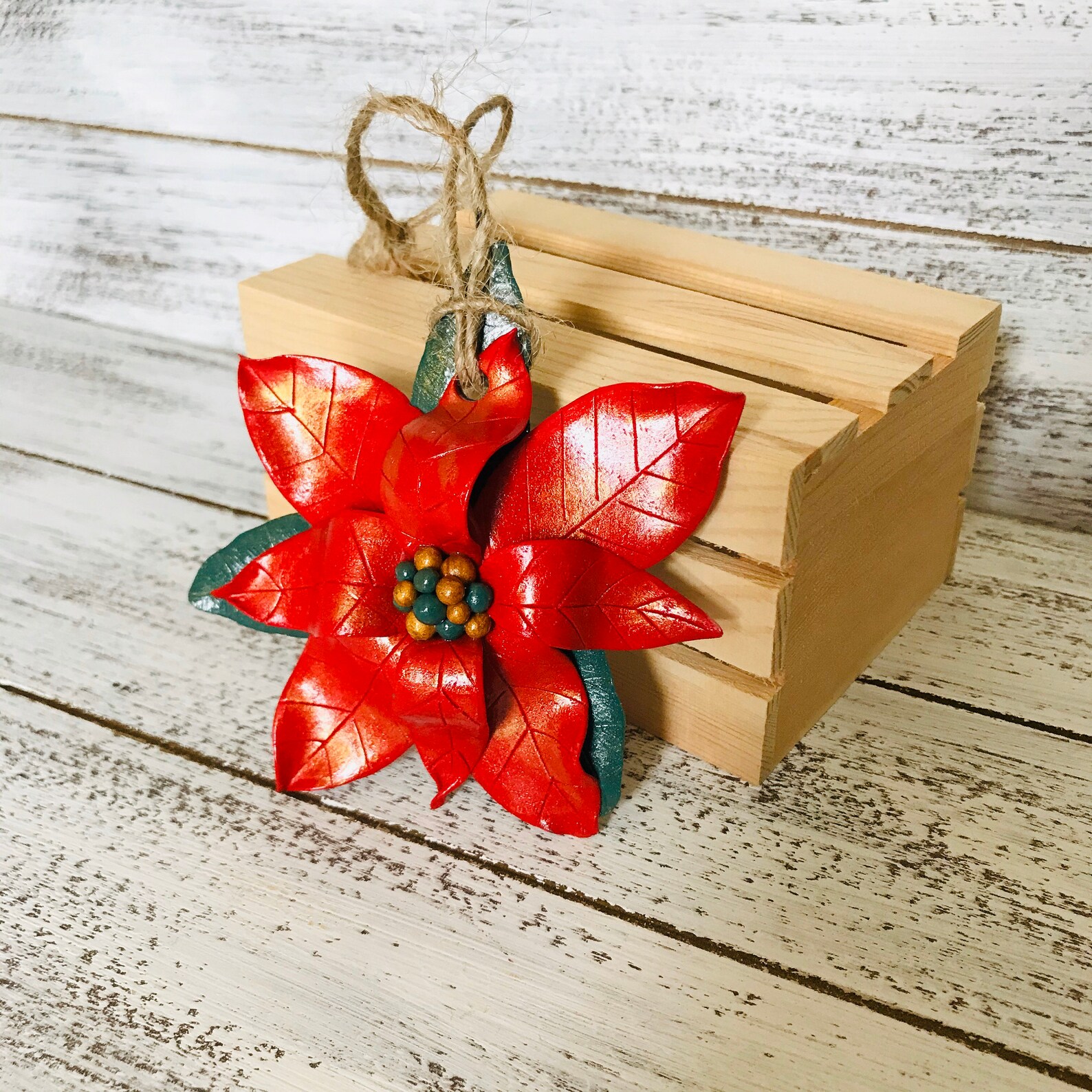 Red Clay POINSETTIA Hanging ORNAMENT Christmas Tree | Etsy
