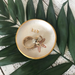 STARFISH Polymer Clay Ring Dish | Coastal PERSONALIZED Trinket Bowl | Minimalist Pearl Tropical Bowl | Bridesmaid Gift | Wedding Ring Dish