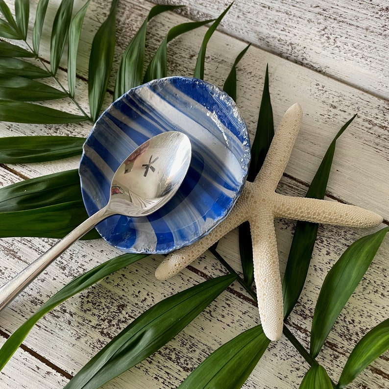 Ocean Blue SPOON REST Nautical Kitchen Accessory Navy Blue Etsy