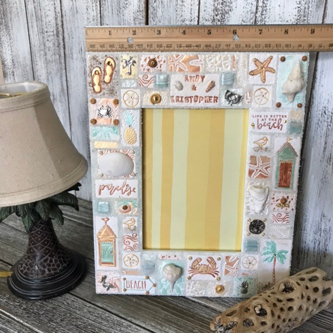 Beach House Picture Frame PERSONALIZED 5x7 Mosaic Photo Etsy