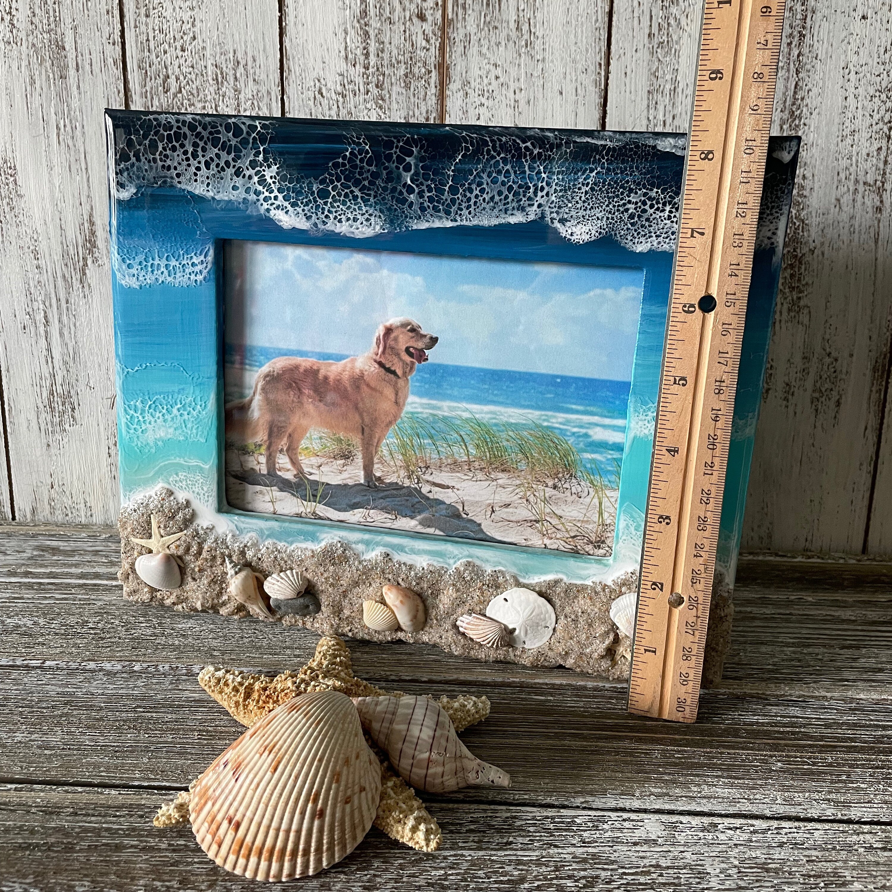 Ocean Shell Digital Frame Ocean Resin Picture Frame With Sand & Shells | Beach Theme 5x7 Photo ...
