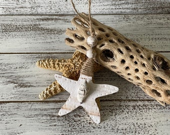 Starfish Christmas Ornament: Polymer Clay Beach House Decor