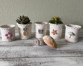FAVOMOTO 6-Piece Mini Beach Bucket Set - Resin Garden Miniatures For Succulent Pots & Coastal Decor - View #4