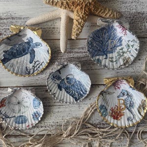 Personalized Decoupage Scallop Shell Ring Dish: Coastal Beach House Decor