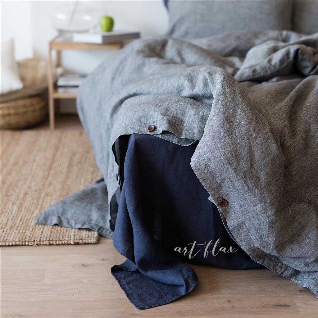 Linen Duvet Cover in Gray and Blue. Bedding ONE or SET Organic Etsy