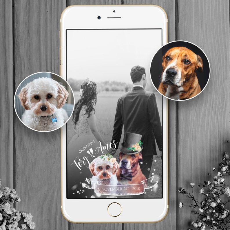 Wedding Dog Filter Engagement Custom Geofilter Custom Dog Etsy