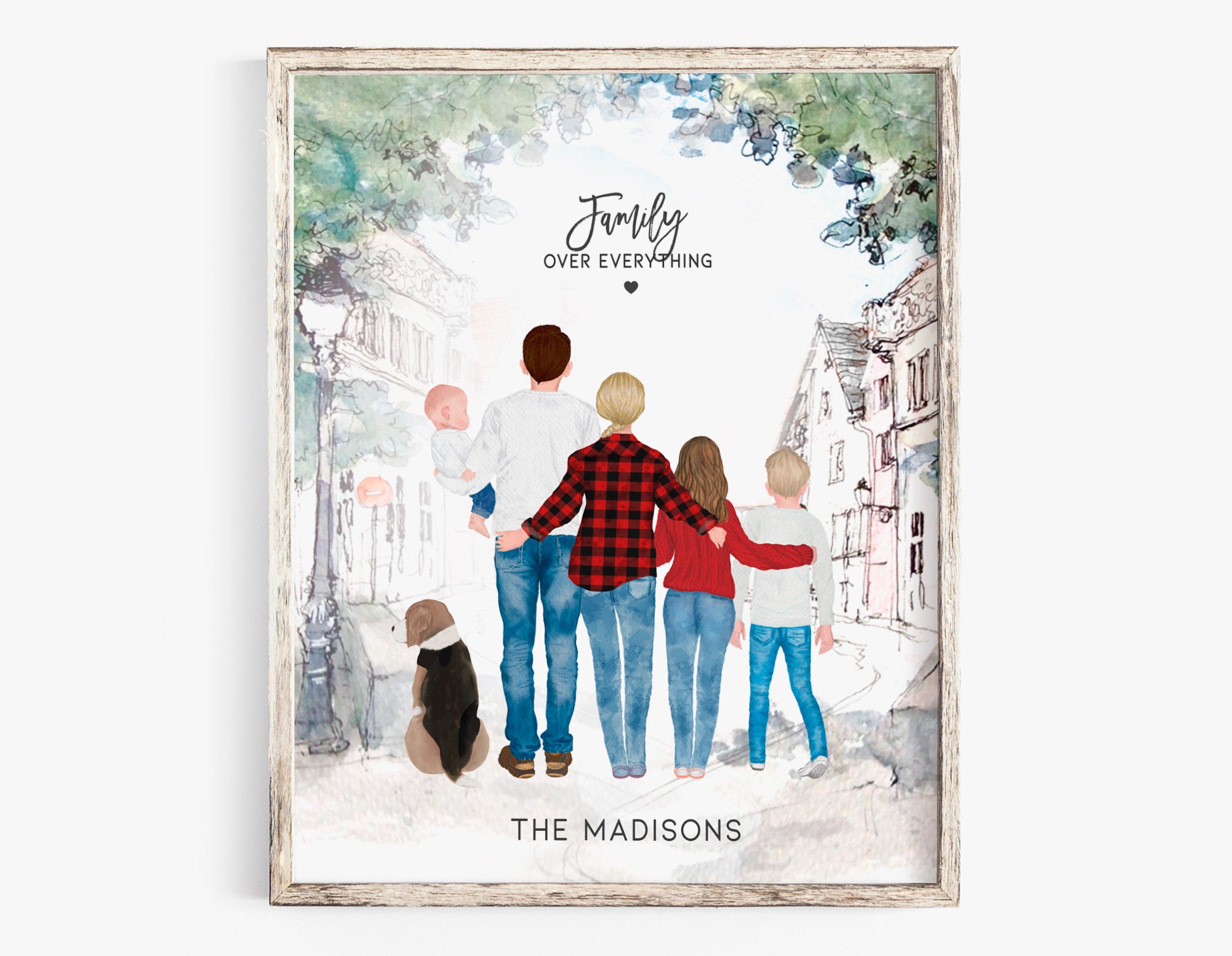 Family Portrait Custom Watercolor Illustration Family with | Etsy