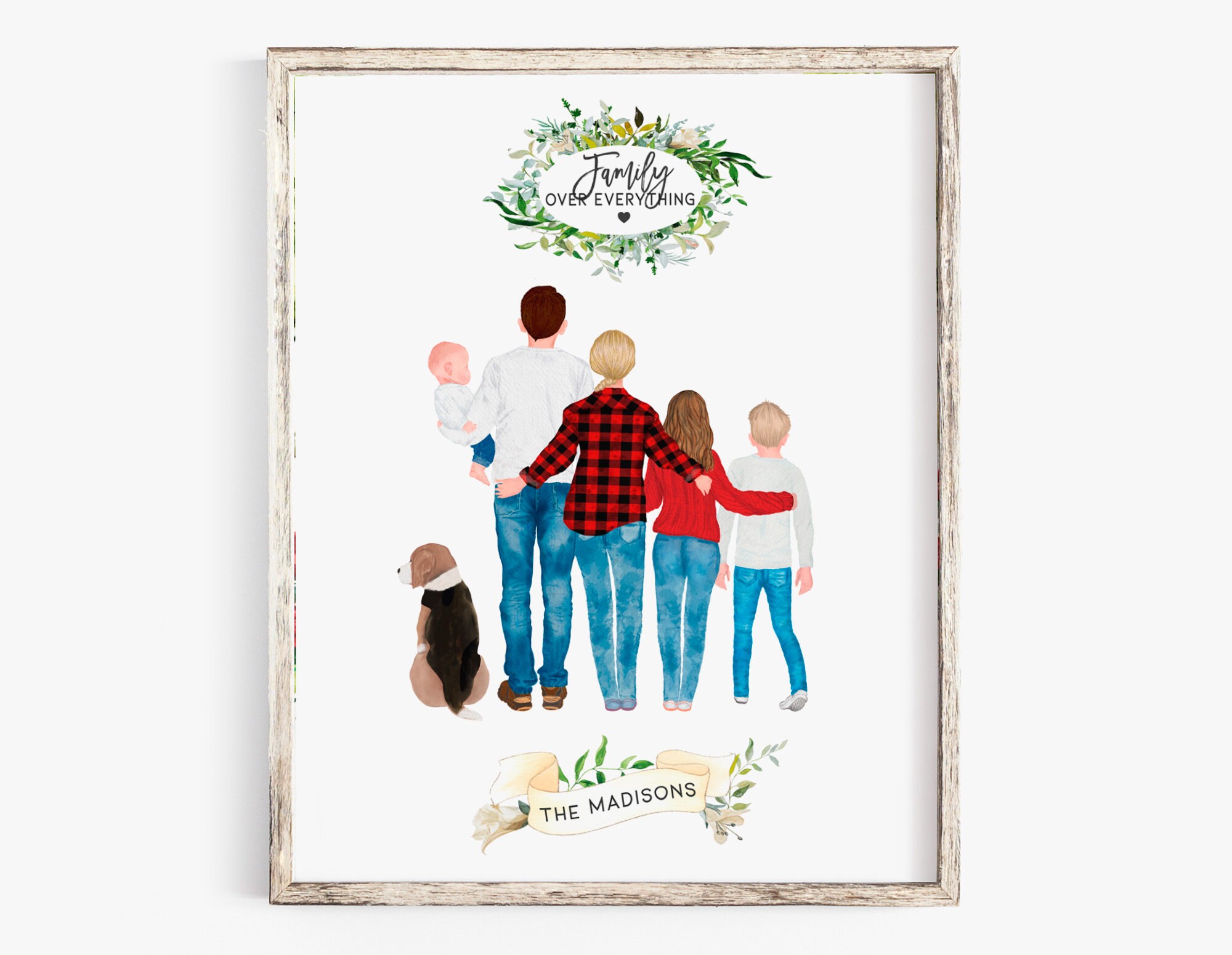 Family Portrait Custom Watercolor Illustration Family with | Etsy
