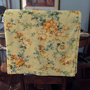 Vintage Pequot Brand Full Flat Sheet Lemon Orange Blue Floral Clean EUC Flat Sheet Floral Cozy Cottage Vintage Full Flat Sheet Blue 1970s