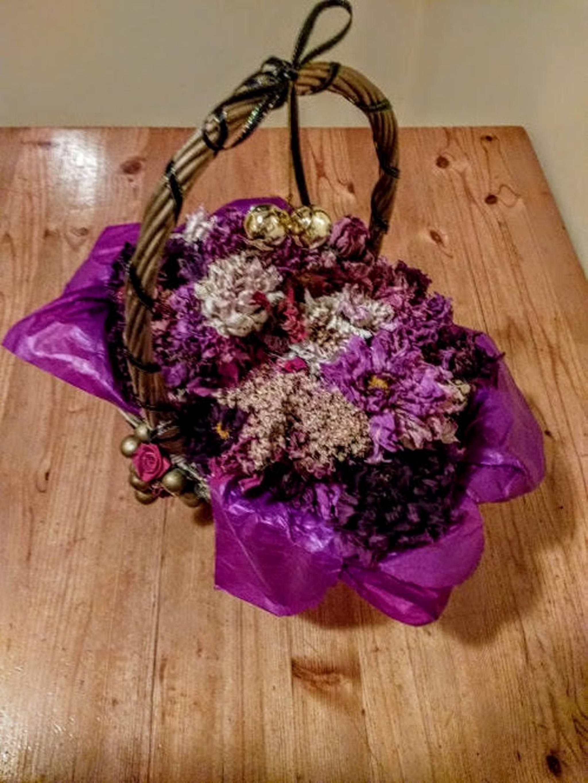 Dried Flower Arrangement Real Mixed Dried Flower Basket Etsy